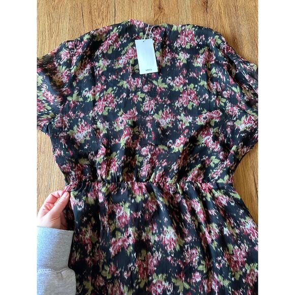Mango Floral Print Knot Midi Dress Size Large NWT - Picture 5 of 9